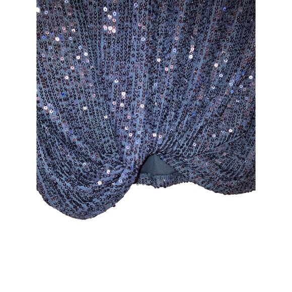 NWT Edgely by Maurices Navy Sequin Evening Twist Front Top Medium - Picture 2 of 8